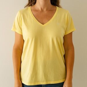 Lauren Ralph Lauren Womens Yellow V Neck Short Sleeve T Shirt Top L/G
